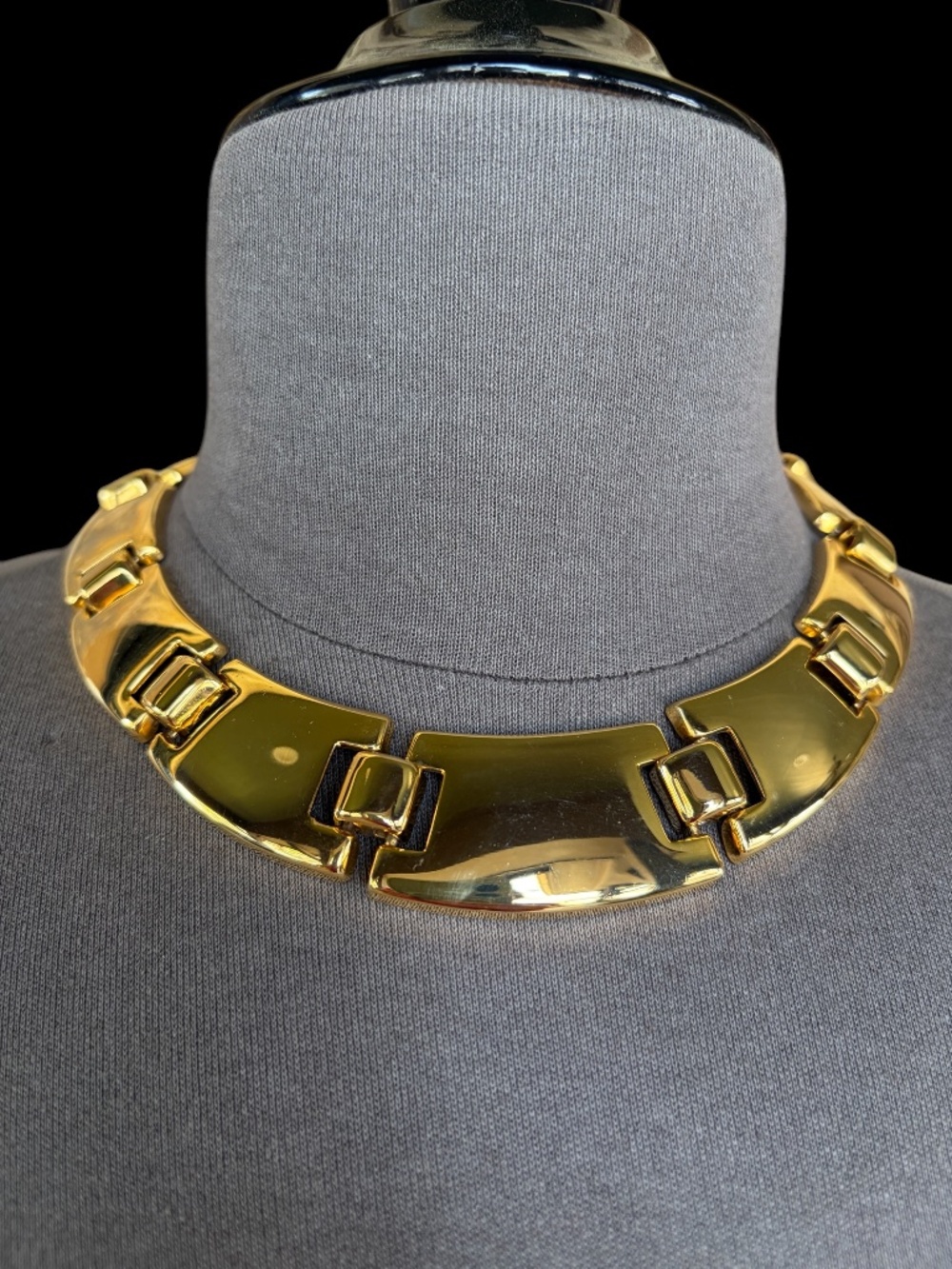 Vintage 15” Collar Length Gold Tone Necklace with Bold Geometric links - Picture 1 of 2